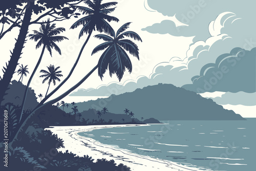 tropical island with palm trees