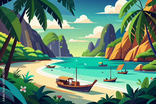 tropical island with palm trees