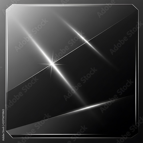 Abstract digital art with glowing white light beams on dark background.