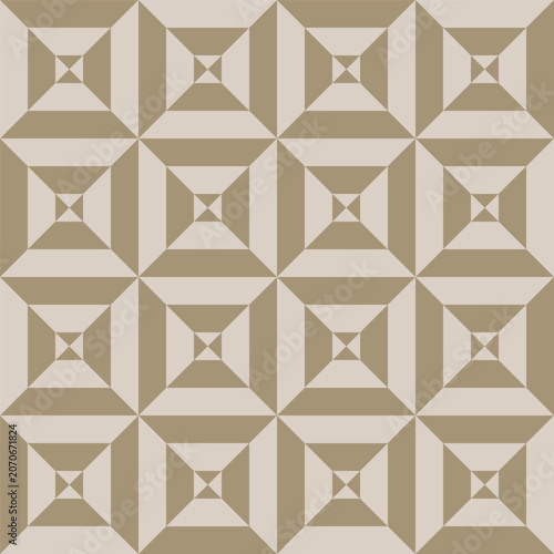 Seamless pattern created from pale grey and khaki striped triangles