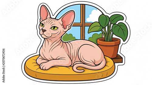 Hairless Cat Sphynx Breed Lying Down.
