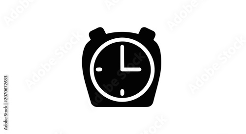 Canvas Print Black Alarm Clock Icon Closeup.