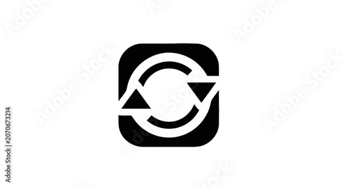 Black and white circular arrow icon.