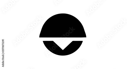 Black and white circular logo symbol.