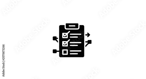 Black and white clipboard icon symbol.