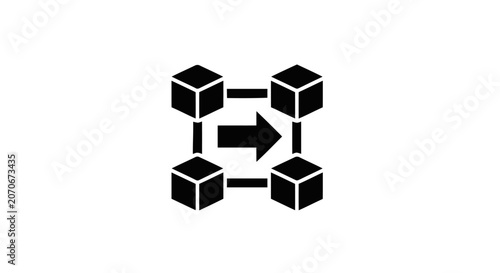 Black and white cube connection symbol.