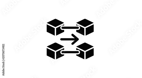 Black and white cube link graphic.