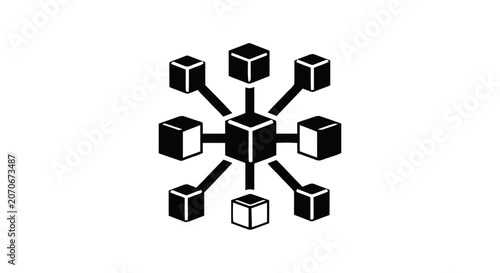 Black and white cube network structure.