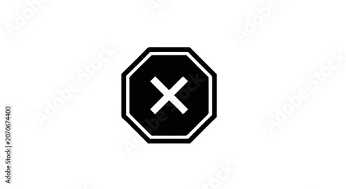 Black and white stop sign symbol.
