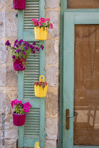 Architectural detail on house in Rethymno, Crete island, Greece
