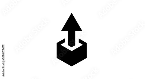 Tableau sur toile Black arrow pointing up from box.