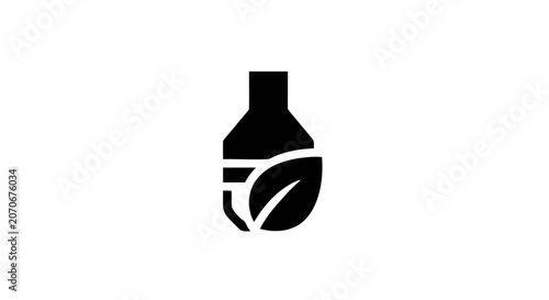 Black bottle with leaf design.