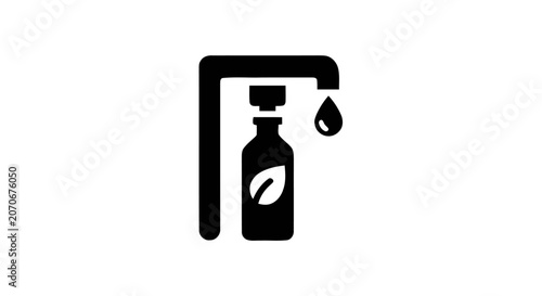 Black bottle with a leaf logo.