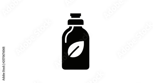 Black bottle with leaf logo.