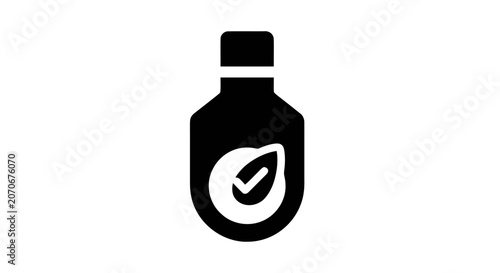 Black bottle with leaf logo.