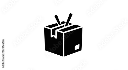 Black box with opened flaps.