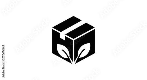 Black box with white leaf design.