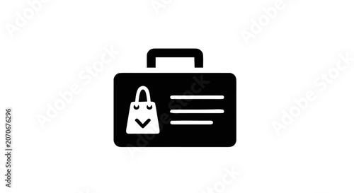 Black briefcase with shopping bag icon.