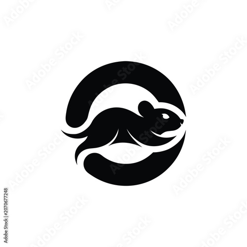Minimalist Rat Silhouette Logo Design
