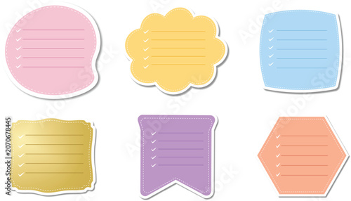  Pastel Cute Note Sticker Set with To Do List Lines and Check Marks