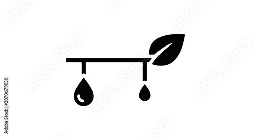 Foto Black leaf and water drop icon.