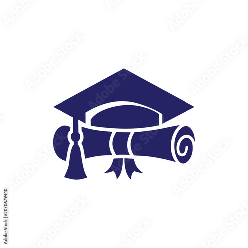 Minimalist graduation icon with cap and diploma