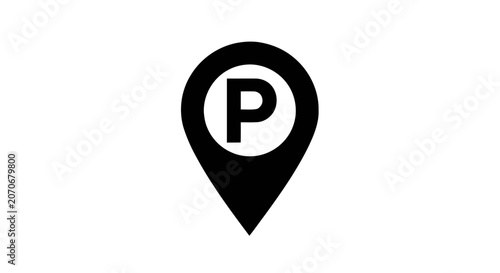 Black Parking Location Pin Icon.