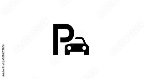 Black parking sign with car.