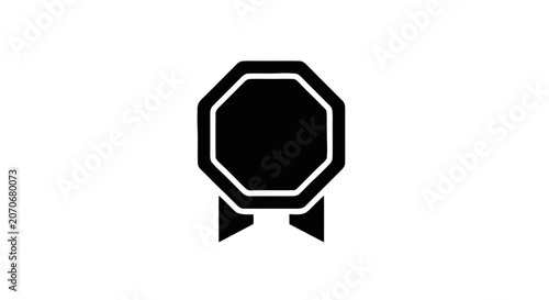 Black Ribbon Label Icon Symbol.