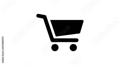 Obraz na plátně Black shopping cart icon on white.