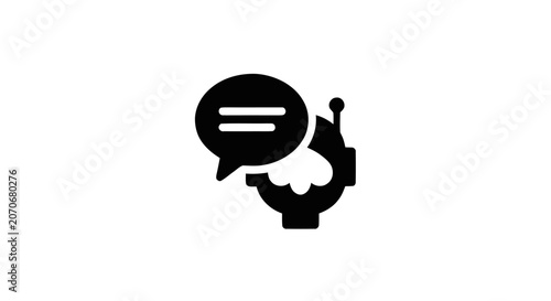Fotografía Black silhouette of a head with speech bubble.