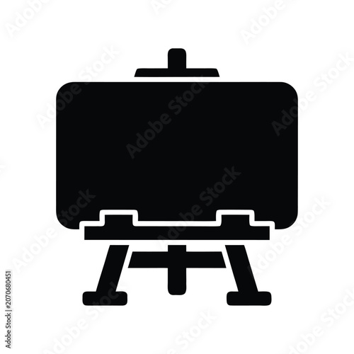 Minimalist Black Television on Stand Icon
