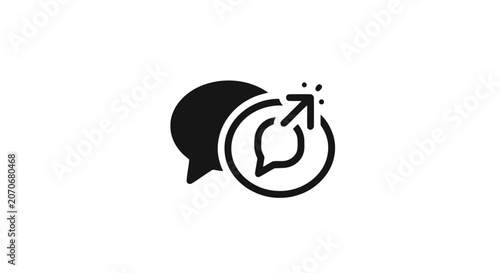 Black speech bubble with leaf icon.