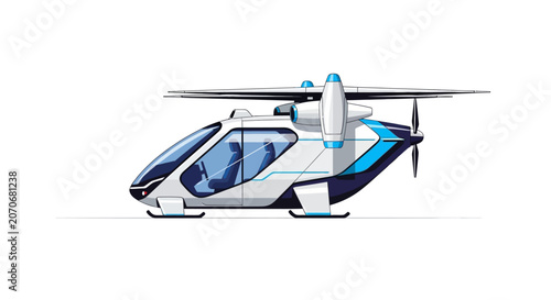Futuristic electric aircraft with advanced design, ready for urban mobility.