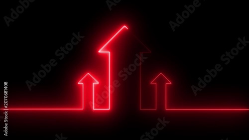 Animated neon glowing arrows motion graphics background loop.