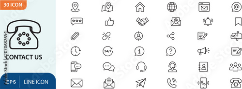 Konstfotografi Contact us line icons set