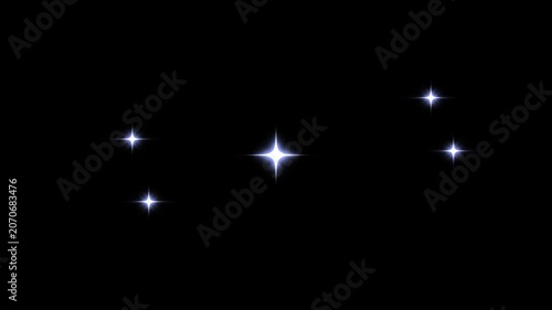 Twinkling stars sparkle glitter animation on black background. magical glitter star motion graphics. Twinkle star glitter sparkle, white cartoon, flat, vector, 4K seamless looping animation.