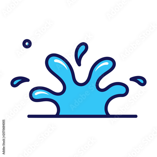 Blue Water Splash Outline Vector Illustration