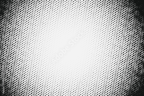 Cuadro en lienzo Halftone vignette pattern with gradient density variation dots blackwhite