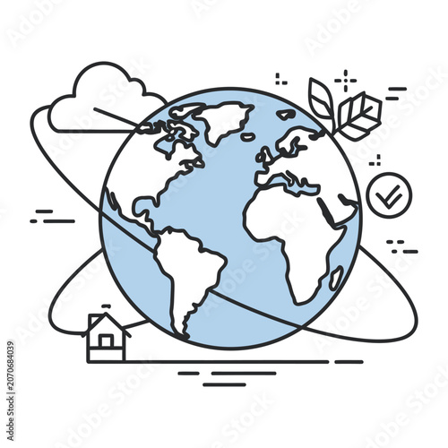 Earth Globe Environmental Sustainability Vector Illustration