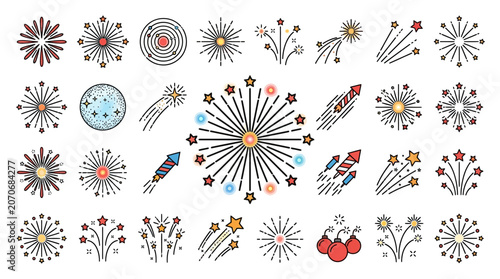 Colorful Firework & Celebration Icons Collection