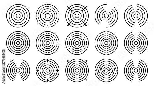 Concentric Circles: Icon Set for Wave, Signal, Target, Sound, Ripple & Radar Concepts