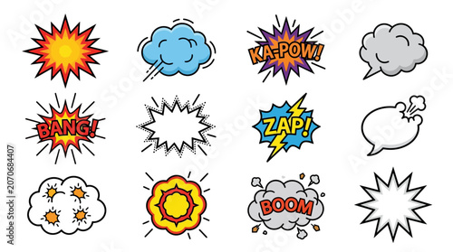 Comic Book Speech Bubbles, Explosions, Sound Effects - Vector Icons