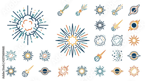 Cosmic Burst Collection - Space Explosion and Starburst Icons