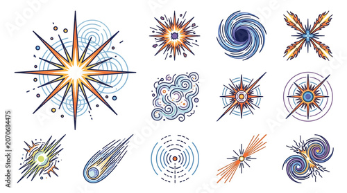 Cosmic bursts, starbursts, and nebulae icons