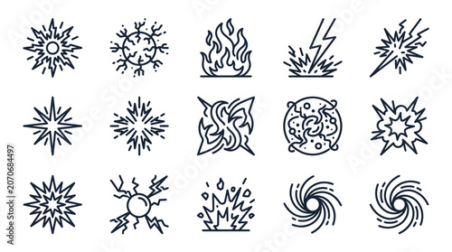 Cosmic Explosion Icons: Stars, Fire, Lightning, Vortex, Burst