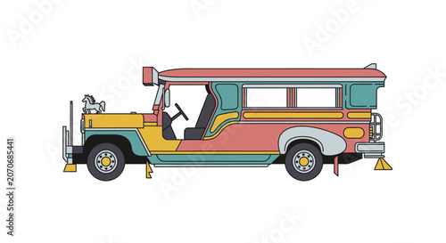 Colorful Philippine Jeepney Vector Illustration