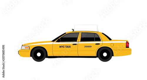 Classic New York City yellow taxi cab vector illustration.