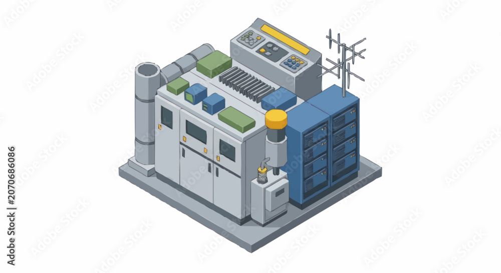 Fototapeta premium Modern industrial technology equipment complex isometric illustration.