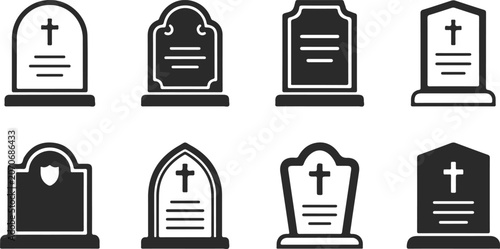 Valokuva halloween tombstone gravestone silhouettes collection vector illustration